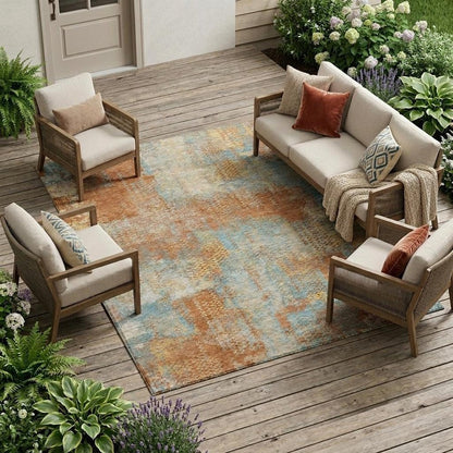 8' X 10' Orange And Rust Abstract Washable Indoor Outdoor Area Rug HomeRoots