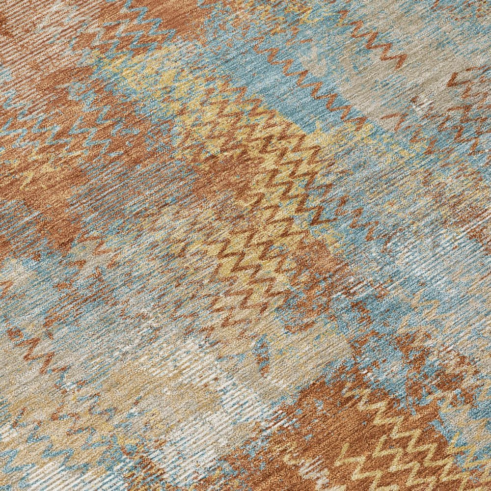 8' X 10' Orange And Rust Abstract Washable Indoor Outdoor Area Rug — view 3
