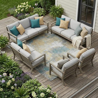 8' X 10' Silver And Gray Abstract Washable Indoor Outdoor Area Rug