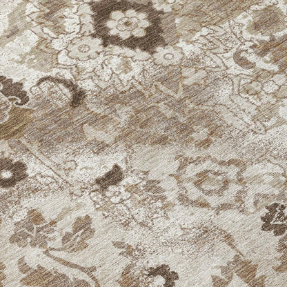 5' X 8' Beige And Brown Floral Washable Indoor Outdoor Area Rug HomeRoots