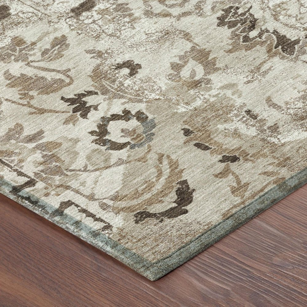 8' X 10' Beige And Brown Floral Washable Indoor Outdoor Area Rug HomeRoots