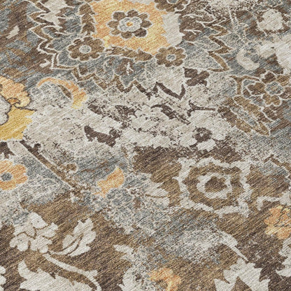 3' X 5' Brown And Coffee Floral Washable Indoor Outdoor Area Rug HomeRoots