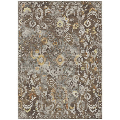 10' X 14' Brown And Coffee Floral Washable Indoor Outdoor Area Rug HomeRoots