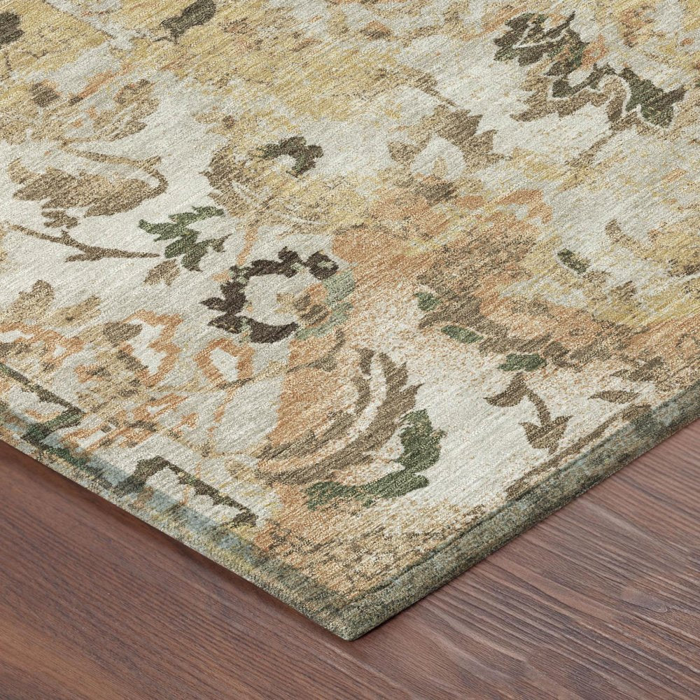 3' X 5' Copper And Orange Floral Washable Indoor Outdoor Area Rug — view 2