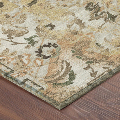 3' X 5' Copper And Orange Floral Washable Indoor Outdoor Area Rug HomeRoots