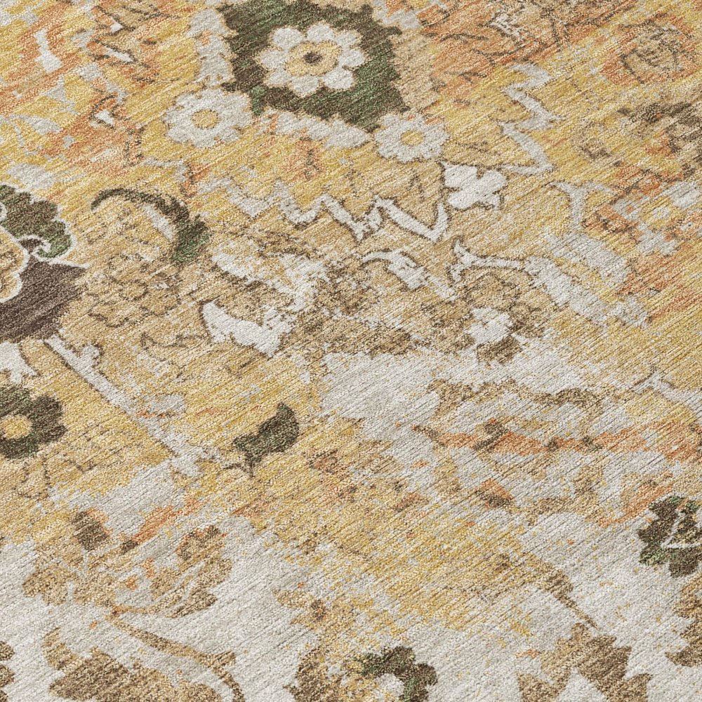 3' X 5' Copper And Orange Floral Washable Indoor Outdoor Area Rug — view 3