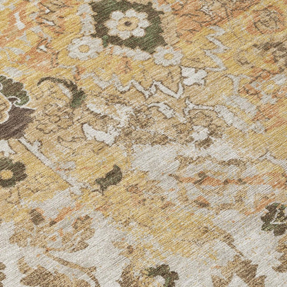 3' X 5' Copper And Orange Floral Washable Indoor Outdoor Area Rug HomeRoots