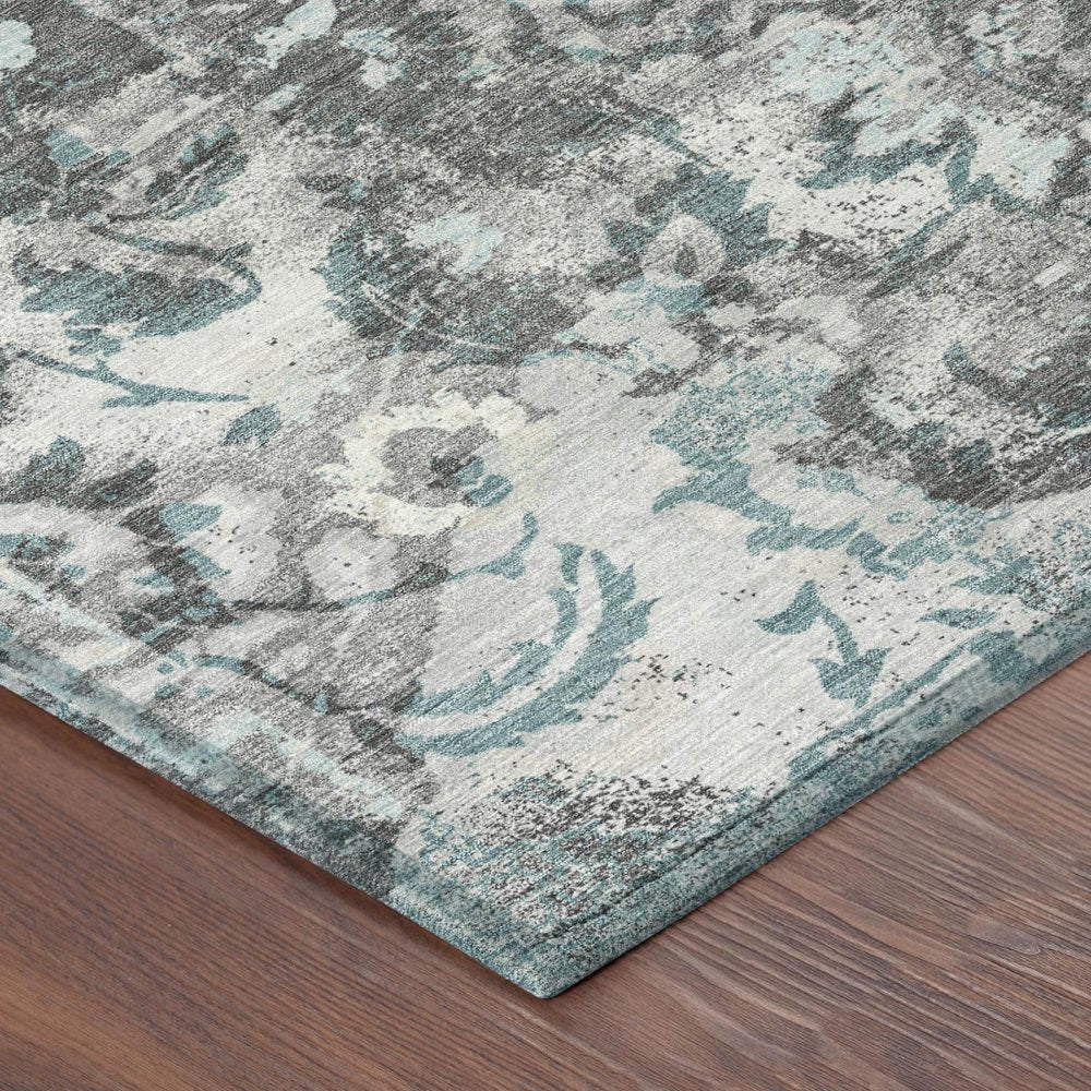 10' X 14' Silver And Gray Floral Washable Indoor Outdoor Area Rug HomeRoots