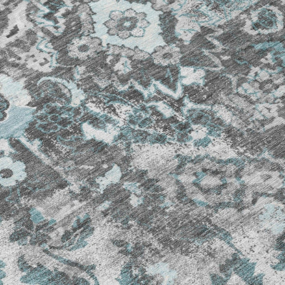 10' X 14' Silver And Gray Floral Washable Indoor Outdoor Area Rug HomeRoots