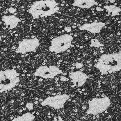 10' X 14' Black And Graphite Floral Washable Indoor Outdoor Area Rug HomeRoots