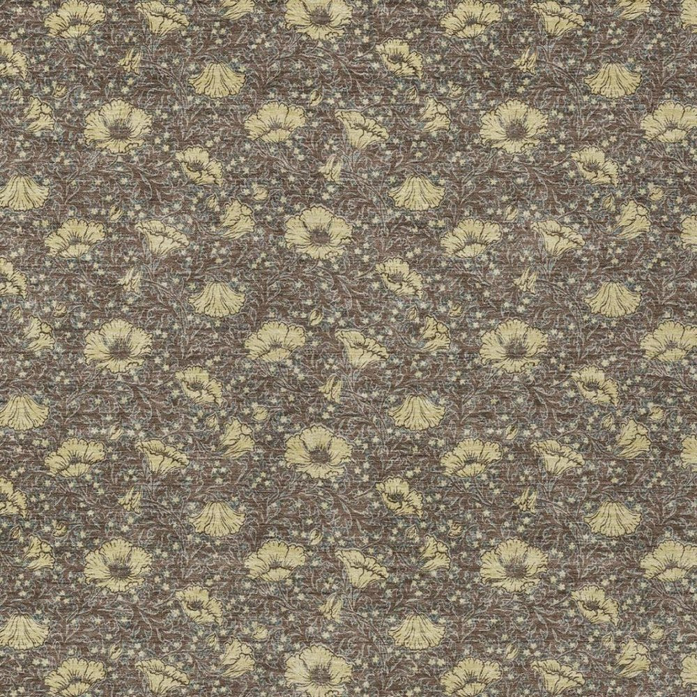 9' X 12' Brown And Coffee Floral Washable Indoor Outdoor Area Rug