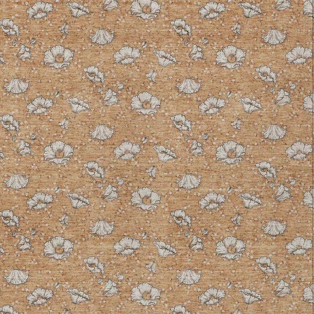 3' X 5' Copper And Orange Floral Washable Indoor Outdoor Area Rug — view 7