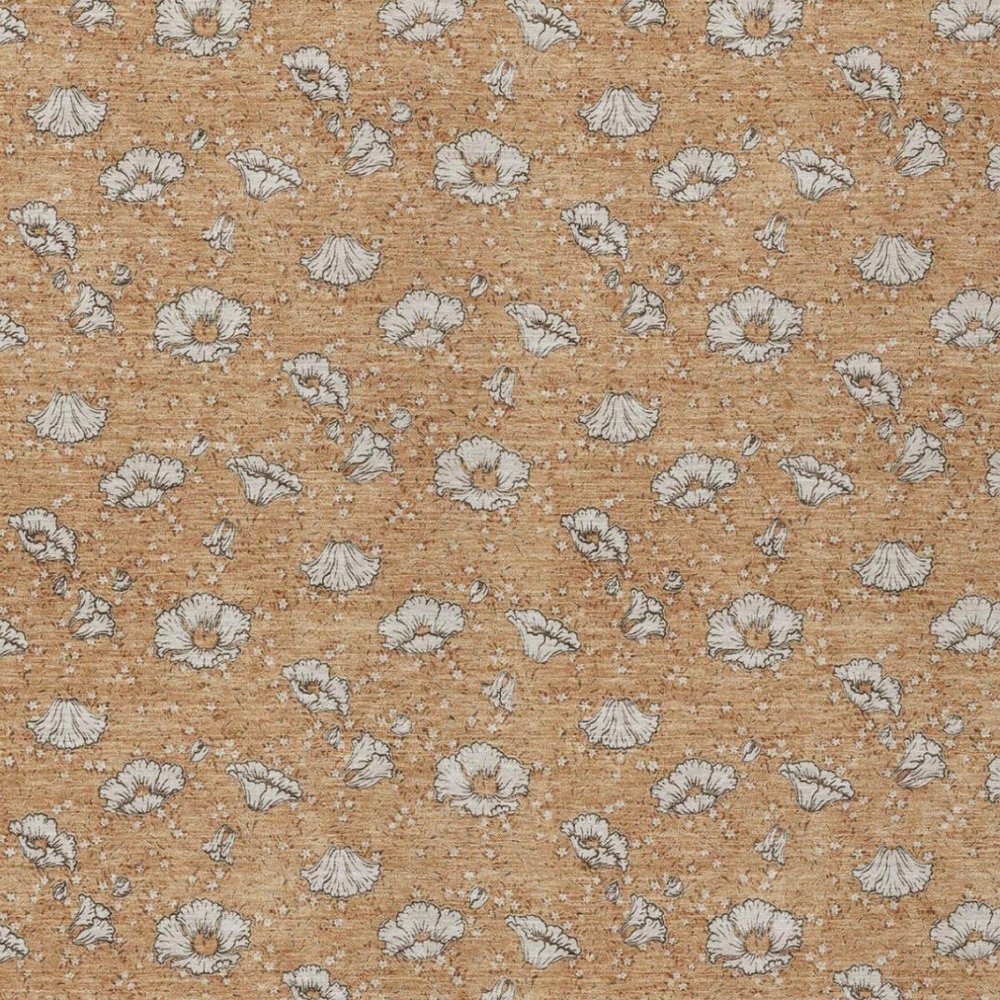 3' X 5' Copper And Orange Floral Washable Indoor Outdoor Area Rug — view 8