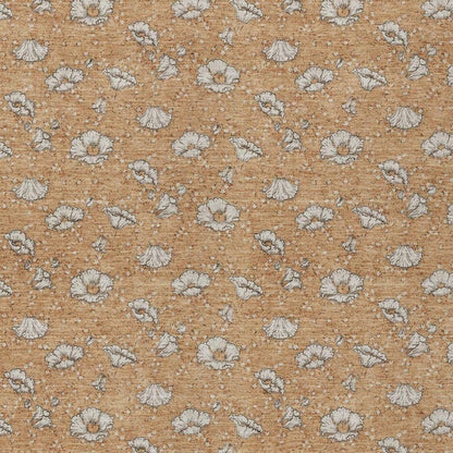3' X 5' Copper And Orange Floral Washable Indoor Outdoor Area Rug