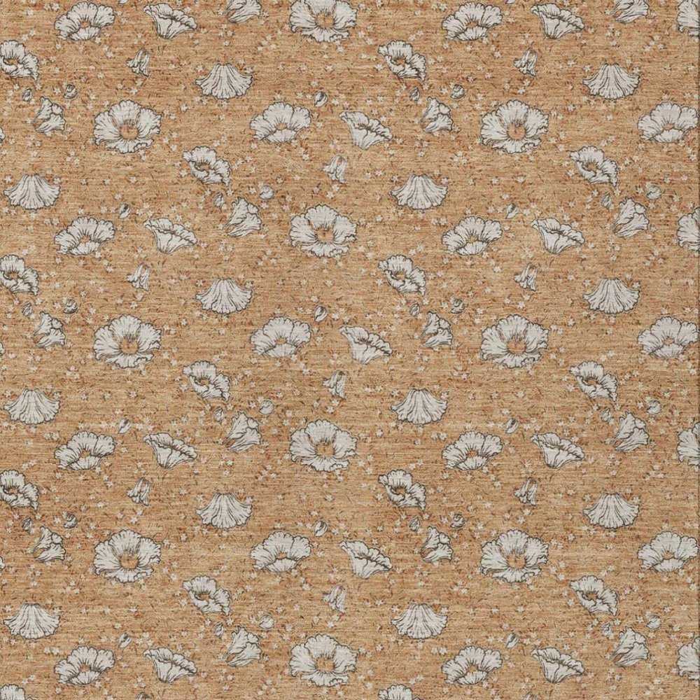 5' X 8' Copper And Orange Floral Washable Indoor Outdoor Area Rug — view 8