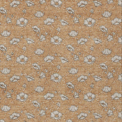 5' X 8' Copper And Orange Floral Washable Indoor Outdoor Area Rug