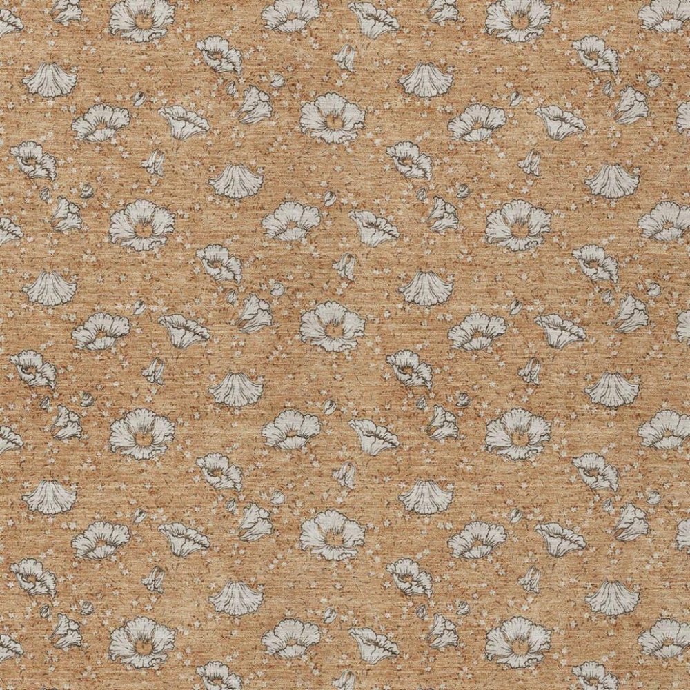 5' X 8' Copper And Orange Floral Washable Indoor Outdoor Area Rug — view 9