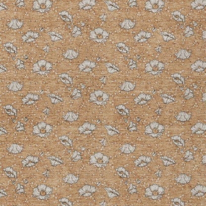 5' X 8' Copper And Orange Floral Washable Indoor Outdoor Area Rug