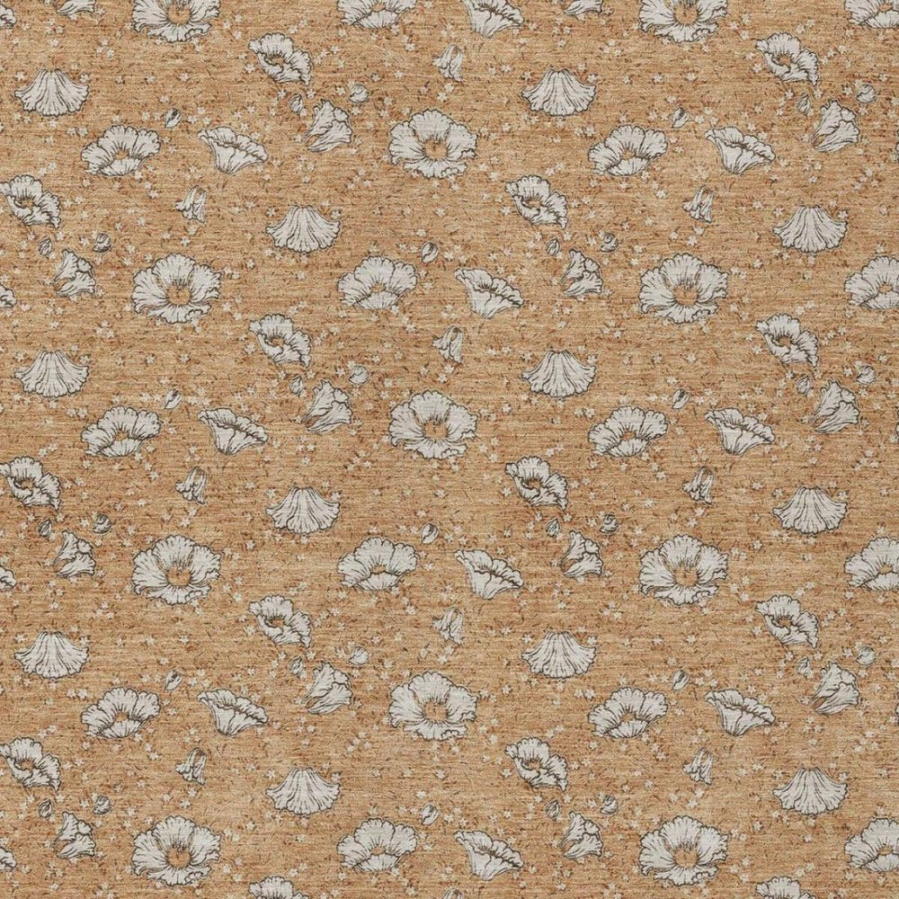 10' X 14' Copper And Orange Floral Washable Indoor Outdoor Area Rug — view 7