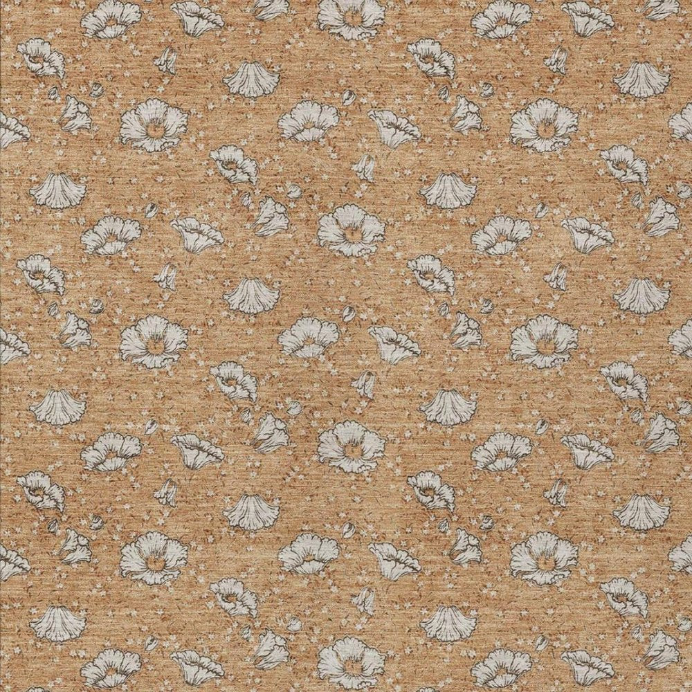 10' X 14' Copper And Orange Floral Washable Indoor Outdoor Area Rug — view 8