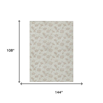 9' X 12' Ivory And Pearl Floral Washable Indoor Outdoor Area Rug HomeRoots