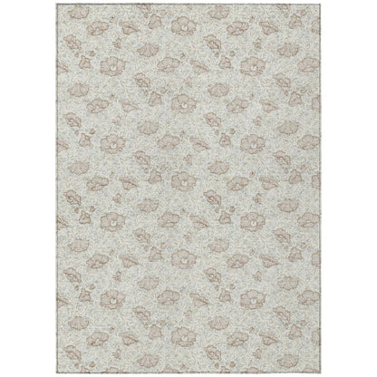9' X 12' Ivory And Pearl Floral Washable Indoor Outdoor Area Rug HomeRoots