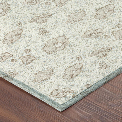 9' X 12' Ivory And Pearl Floral Washable Indoor Outdoor Area Rug HomeRoots