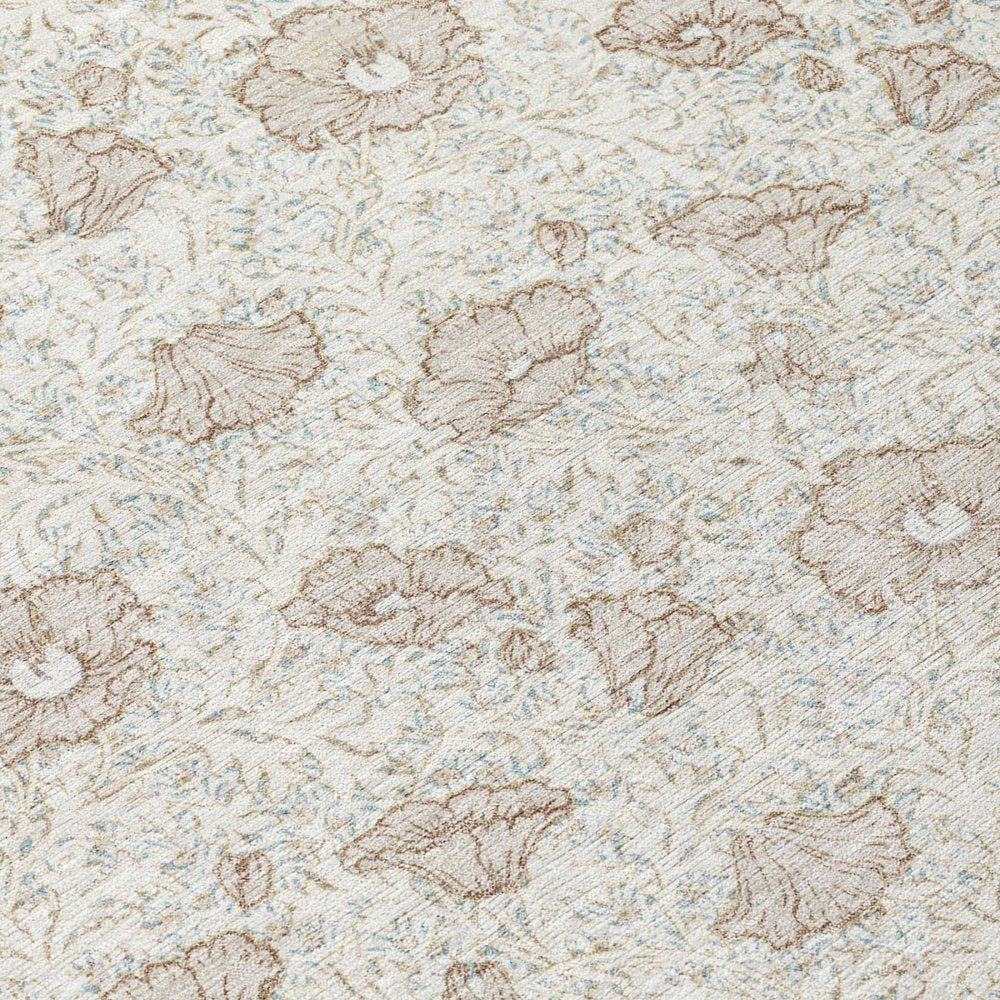 9' X 12' Ivory And Pearl Floral Washable Indoor Outdoor Area Rug HomeRoots