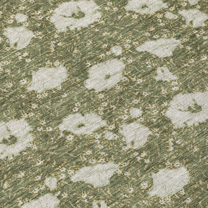 9' X 12' Olive Green And Green Floral Washable Indoor Outdoor Area Rug HomeRoots