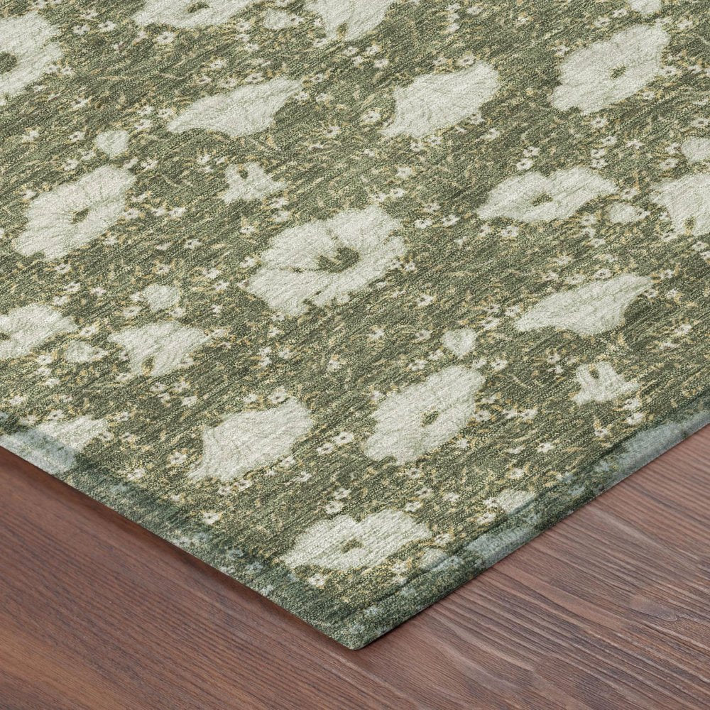 10' X 14' Olive Green And Green Floral Washable Indoor Outdoor Area Rug HomeRoots