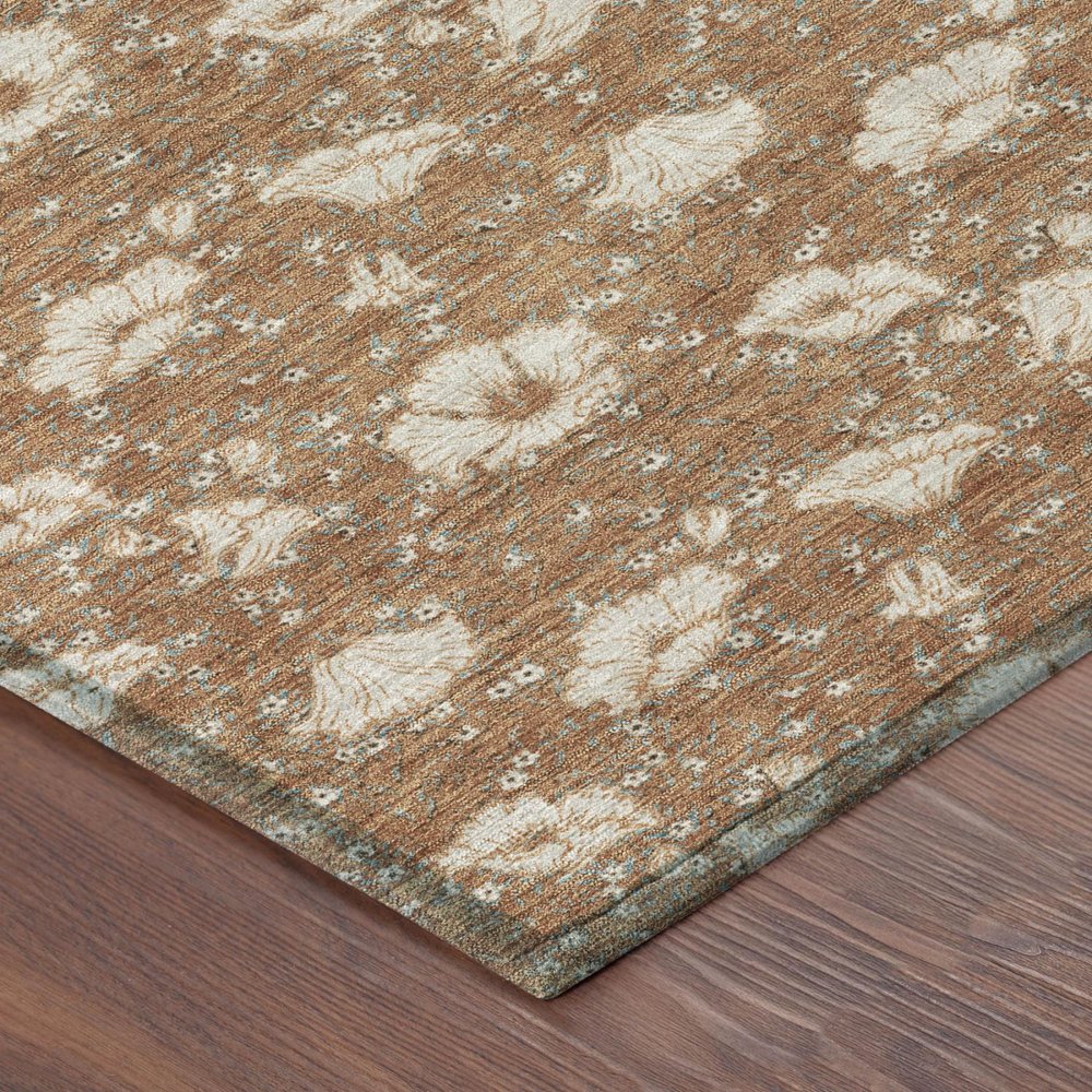 5' X 8' Rust And Orange Floral Washable Indoor Outdoor Area Rug HomeRoots