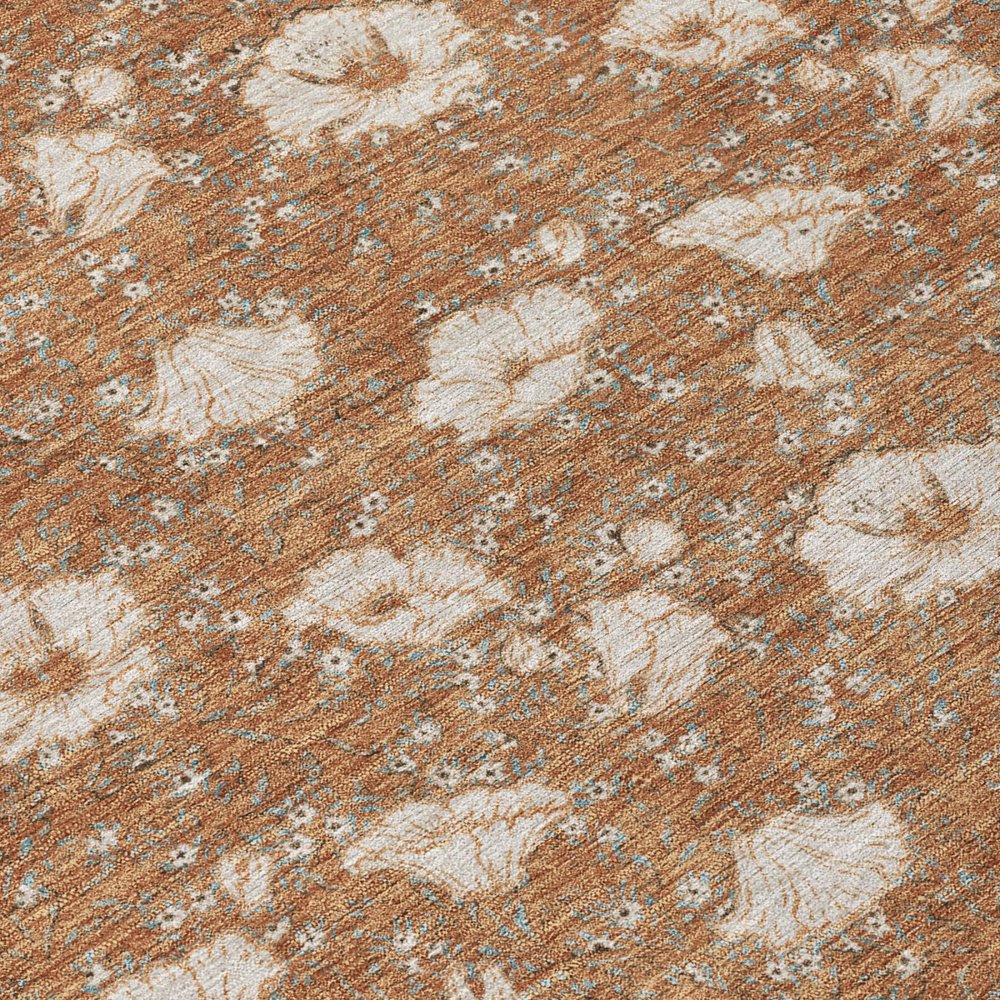 5' X 8' Rust And Orange Floral Washable Indoor Outdoor Area Rug HomeRoots