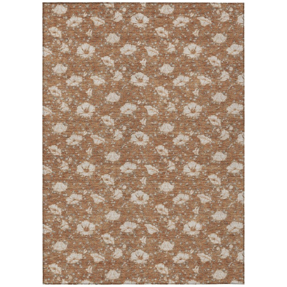 8' X 10' Rust And Orange Floral Washable Indoor Outdoor Area Rug HomeRoots