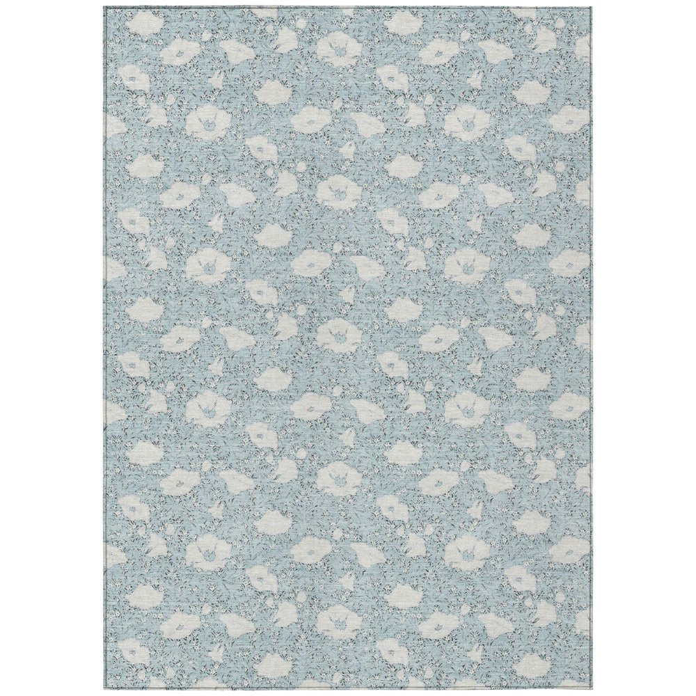 10' X 14' Sky Blue And Blue Floral Washable Indoor Outdoor Area Rug HomeRoots