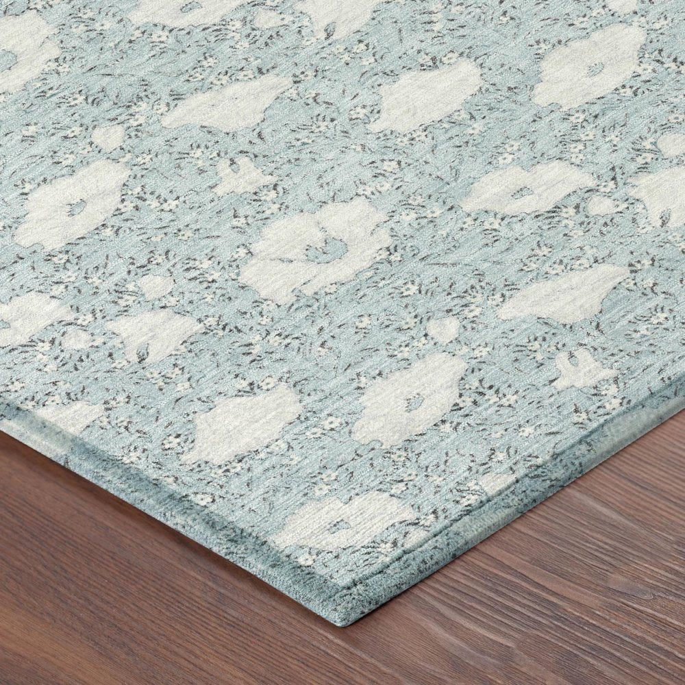 10' X 14' Sky Blue And Blue Floral Washable Indoor Outdoor Area Rug HomeRoots
