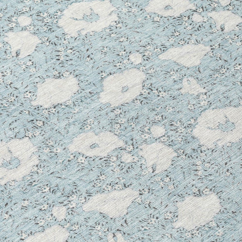 10' X 14' Sky Blue And Blue Floral Washable Indoor Outdoor Area Rug HomeRoots