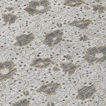3' X 5' Silver And Gray Floral Washable Indoor Outdoor Area Rug HomeRoots