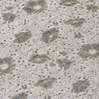9' X 12' Silver And Gray Floral Washable Indoor Outdoor Area Rug HomeRoots