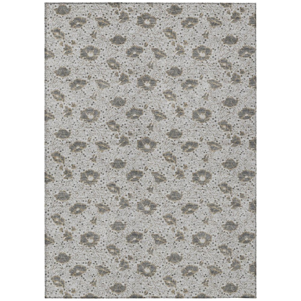 10' X 14' Silver And Gray Floral Washable Indoor Outdoor Area Rug HomeRoots