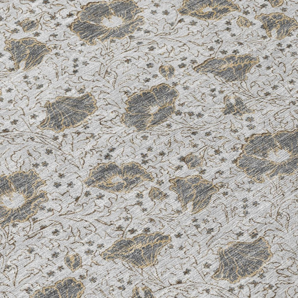 10' X 14' Silver And Gray Floral Washable Indoor Outdoor Area Rug HomeRoots