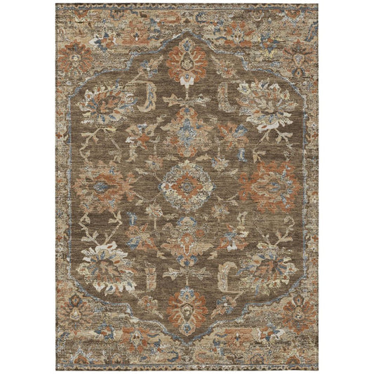 3' X 5' Chocolate And Brown Floral Medallion Washable Indoor Outdoor Area Rug HomeRoots