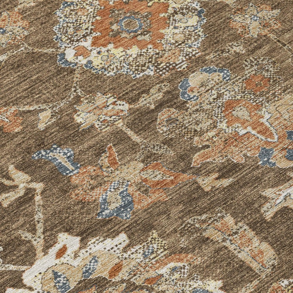 5' X 8' Chocolate And Brown Floral Medallion Washable Indoor Outdoor Area Rug HomeRoots