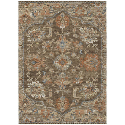 8' X 10' Chocolate And Brown Floral Medallion Washable Indoor Outdoor Area Rug HomeRoots