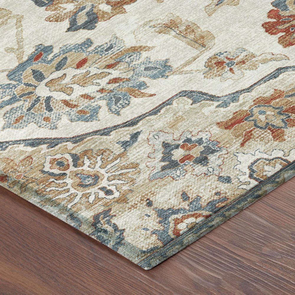 9' X 12' Linen And Ivory Floral Medallion Washable Indoor Outdoor Area Rug HomeRoots