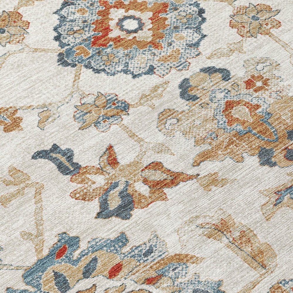 9' X 12' Linen And Ivory Floral Medallion Washable Indoor Outdoor Area Rug HomeRoots