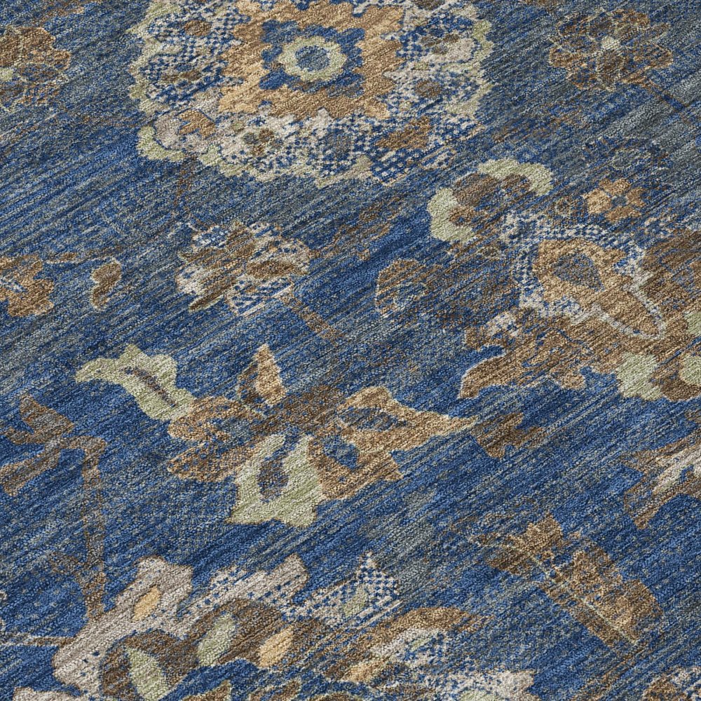 9' X 12' Navy Blue And Blue Floral Medallion Washable Indoor Outdoor Area Rug HomeRoots
