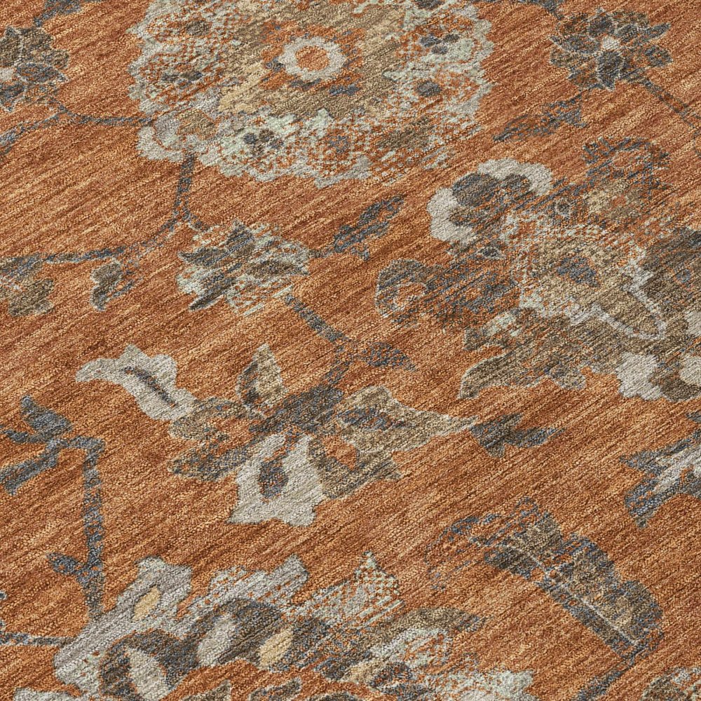 8' X 10' Orange And Brown Floral Medallion Washable Indoor Outdoor Area Rug HomeRoots