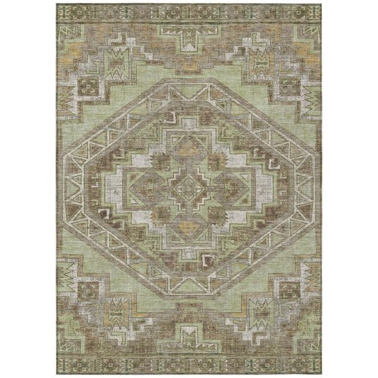 3' X 5' Green And Brown Southwestern Washable Indoor Outdoor Area Rug HomeRoots