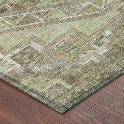 3' X 5' Green And Brown Southwestern Washable Indoor Outdoor Area Rug HomeRoots