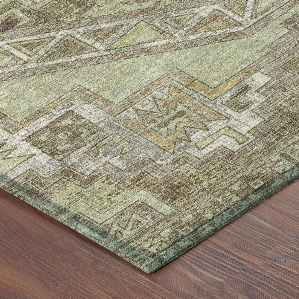 5' X 8' Green And Brown Southwestern Washable Indoor Outdoor Area Rug HomeRoots